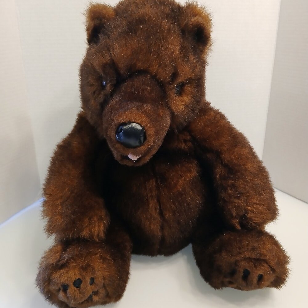 Disney Parks Hidden Mickey Ears Brown Large Bear Puppet Plush 17" Grizzly Bear